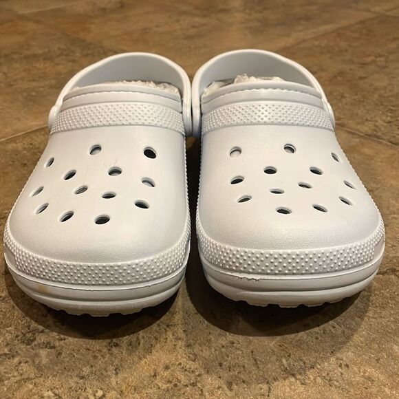 Crocs Blue Classic Lined Clog Shoes Unisex M9 W11 Comfort Faux Fur - Picture 4 of 10